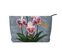 WBQLSL Blooming Orchids - Trousse per cosmetici in velluto a coste, con stampa di orchidee