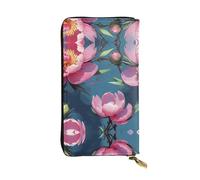 WBQLSL Blooming Peonies Pochette lunga in pelle con portamonete con cerniera e 12 scomparti per carte di credito, portafoglio per contanti da viaggio leggero