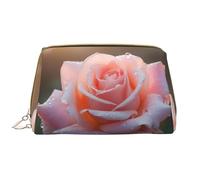 WBQLSL Blooming Roses Leather Makeup Bag, borsa portatile di grande capacità di stoccaggio di trucco, viaggio a mano con borsa di trucco della tasca