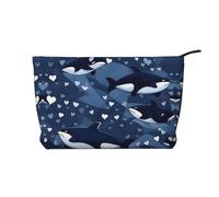 WBQLSL Blue Killer Whale Pattern borsa cosmetica - pochette leggera e compatta con chiusura a cerniera, borsa cosmetica quotidiana