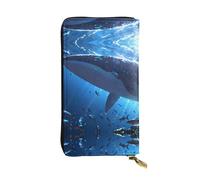 WBQLSL Blue Whale Pochette lunga in pelle con portamonete con cerniera e 12 scomparti per carte di credito, portafoglio per contanti da viaggio leggero