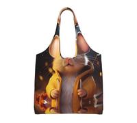 WBQLSL Borsa a tracolla con stampa di un simpatico ragazzo con topolino, adatta per borse di tela robuste, borse della spesa, nera,