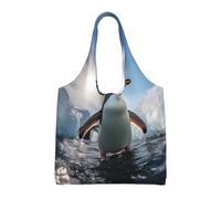WBQLSL Borsa a tracolla con stampa pinguini, adatta per borse di tela robuste, borse della spesa, nera, taglia unica