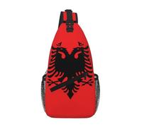 WBQLSL Borsa a tracolla da viaggio con motivo bandiera canadese, perfetta per pendolari quotidiani, ciclismo, escursionismo e avventure urbane, Bandiera dell'Albania, One Size