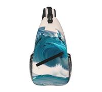 WBQLSL Borsa a tracolla da viaggio con motivo stelle marine, perfetta per pendolari quotidiani, ciclismo, escursionismo e avventure urbane, Onda del Mare Blu Cartoon, One Size