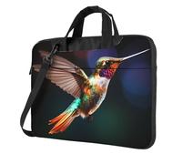WBQLSL Borsa a tracolla e valigetta con stampa colibrì in volo, facile da trasportare per viaggi d'affari e lavoro, Nero , 15.6 inch