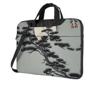 WBQLSL Borsa a tracolla e valigetta con stampa di albero di pino sotto la luna, facile da trasportare per viaggi di lavoro e lavoro, Nero , 14 inch
