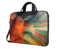 WBQLSL Borsa a tracolla e valigetta per computer portatile con stampa a tunnel a griglia, facile da trasportare per viaggi di lavoro e lavoro, Nero , 15.6 inch