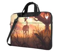 WBQLSL Borsa a tracolla e valigetta per computer portatile con stampa di giraffa africana savana, facile da trasportare per viaggi d'affari e lavoro, Nero , 15.6 inch