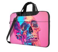WBQLSL Borsa a tracolla e valigetta per computer portatile con stampa di teschio di ferro, facile da trasportare per viaggi di lavoro e lavoro, Nero , 14 inch
