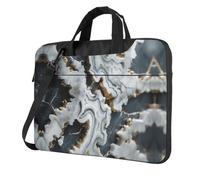 WBQLSL Borsa a tracolla e valigetta per computer portatile con stampa di texture marmorizzata, facile da trasportare per viaggi di lavoro e lavoro, Nero , 13 inch