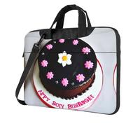 WBQLSL Borsa a tracolla e valigetta per computer portatile con stampa di torte al cioccolato nero, facile da trasportare per viaggi di lavoro e lavoro, Nero , 15.6 inch