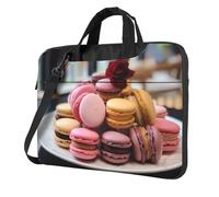 WBQLSL Borsa a tracolla e valigetta per computer portatile con stampa macaron dessert, facile da trasportare per viaggi di lavoro e lavoro, Nero , 15.6 inch
