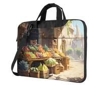 WBQLSL Borsa a tracolla e valigetta per computer portatile con stampa stalla di frutta, facile da trasportare per viaggi d'affari e lavoro, Nero , 15.6 inch