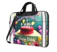 WBQLSL Borsa a tracolla e valigetta per laptop con stampa di buon compleanno, facile da trasportare per viaggi di lavoro e lavoro, Nero , 15.6 inch