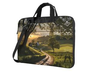 WBQLSL Borsa a tracolla e valigetta per laptop con stampa pastorale dopo la pioggia, facile da trasportare per viaggi di lavoro e lavoro, Nero , 13 inch