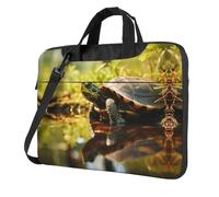 WBQLSL Borsa a tracolla per computer portatile con stampa tartaruga, facile da trasportare per viaggi di lavoro e lavoro, Nero , 14 inch