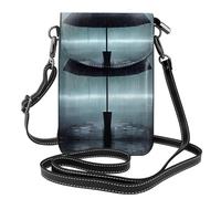 WBQLSL Borsa a tracolla piccola per cellulare, con chiusura magnetica a scatto, stampa ombrello nero sotto la pioggia, in pelle, antifurto, con tracolla staccabile