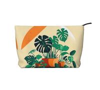 WBQLSL Borsa cosmetica in velluto a coste con stampa di bambù con tartaruga in stile cartone animato - borsa da viaggio per cosmetici