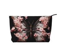 WBQLSL Borsa cosmetica Petal Bloom Butterfly Pattern - pochette leggera e compatta con chiusura a cerniera, borsa cosmetica quotidiana