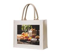 WBQLSL Borsa da spiaggia con motivo per colazione, perfetta per spiaggia, picnic, viaggi e tempo libero a bordo piscina