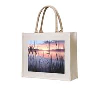 WBQLSL Borsa da spiaggia con motivo tramonto con vista sul lago, perfetta per spiaggia, picnic, viaggi e tempo libero a bordo piscina