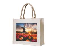 WBQLSL Borsa da spiaggia con stampa di mulini a vento olandesi, perfetta per spiaggia, picnic, viaggi e tempo libero a bordo piscina