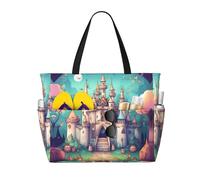 WBQLSL Borsa da viaggio classica della spiaggia del modello del castello per la palestra/piscina/supermercato shopping/breve viaggio