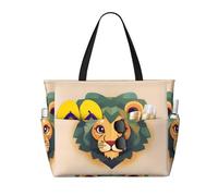 WBQLSL Borsa da viaggio della spiaggia del modello del leone del fumetto per la palestra/piscina/supermercato shopping/breve viaggio
