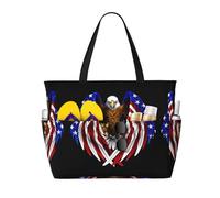 WBQLSL Borsa da viaggio della spiaggia del modello dell'aquila patriottica della bandiera degli Stati Uniti per la palestra/piscina/supermercato shopping/breve viaggio