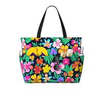 WBQLSL Borsa da viaggio variopinta della spiaggia del modello dei fiori per la palestra/piscina/supermercato shopping/breve viaggio
