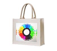 WBQLSL Borsa in tela stampata con cerchi colorati e pastelli | Borsa portaoggetti leggera perfetta per spiaggia, picnic e shopping quotidiano