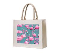 WBQLSL Borsa in tela stampata con motivo a stormo di fenicotteri | Borsa leggera perfetta per la spiaggia, i picnic e lo shopping quotidiano