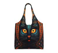 WBQLSL Borsa in tela stampata con testa di gatto dalla faccia grande, adatta per borse della spesa, borse da donna alla moda