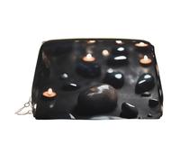 WBQLSL Borsa per cosmetici in pelle di bambù con tartaruga in stile cartone animato, adatta per trasportare cosmetici con te, Pietra Cuore Mistero Nero, One Size