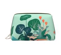 WBQLSL Borsa per cosmetici in pelle di bambù con tartaruga in stile cartone animato, adatta per trasportare cosmetici con te, Piante verdi in vaso per cartoni animati da, One Size