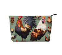 WBQLSL Borsa per cosmetici in velluto a coste con gallo e pollo, borsa da viaggio, può contenere rossetti, cipria e altri cosmetici, nero, taglia unica