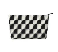 WBQLSL Borsa per cosmetici in velluto a coste con mosaico bianco e nero, borsa da viaggio, può contenere rossetti, cipria e altri cosmetici