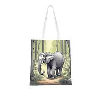 WBQLSL Borsa per la spesa a forma di elefante che cammina, borsa unisex in tela leggera, adatta per shopping, promozione di eventi, viaggi, lavoro, borsa tote riutilizzabile, nera, taglia unica