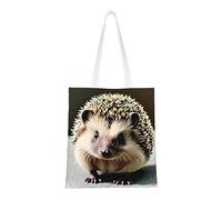 WBQLSL Borsa per la spesa a forma di riccio carino, unisex, in tela leggera, adatta per shopping, promozione di eventi, viaggi, lavoro, borsa tote riutilizzabile, nera, taglia unica