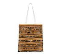 WBQLSL Borsa per la spesa con affreschi egiziani, unisex, in tela leggera, adatta per shopping, promozioni di eventi, viaggi, lavoro, borsa tote riutilizzabile, nera, taglia unica