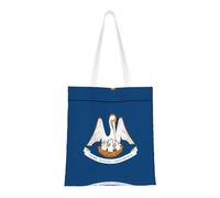 WBQLSL Borsa per la spesa con bandiera dello stato della Louisiana, unisex, in tela leggera, adatta per shopping, promozione di eventi, viaggi, lavoro, borsa tote riutilizzabile, nera, taglia unica