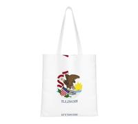 WBQLSL Borsa per la spesa con bandiera dello stato dell'Illinois, borsa unisex in tela leggera, adatta per shopping, promozione di eventi, viaggi, borsa da lavoro riutilizzabile,