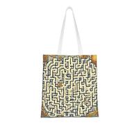 WBQLSL Borsa per la spesa con mappa del tesoro del labirinto, borsa in tela leggera unisex, adatta per shopping, promozione di eventi, viaggi, lavoro, borsa tote riutilizzabile, nera, taglia unica