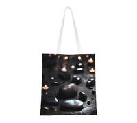 WBQLSL Borsa per la spesa in pietra misteriosa nera a forma di cuore, unisex borsa in tela leggera, adatta per shopping, promozione di eventi, viaggi, borsa riutilizzabile da lavoro,