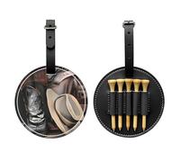WBQLSL Borsa portaoggetti per tee da golf con stampa alla moda con cappello nero da cowboy, design leggero per riporre rapidamente il tee