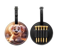 WBQLSL Borsa portaoggetti per tee da golf con stampa alla moda con cucciolo sorridente, design leggero per riporre rapidamente il tee