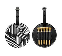 WBQLSL Borsa portaoggetti per tee da golf con stampa geometrica bianca e nera, design leggero per riporre rapidamente il tee