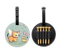 WBQLSL Borsa portaoggetti per tee da golf stampata alla moda con gattino e farfalla, design leggero per riporre rapidamente il tee