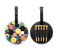 WBQLSL Borsa portaoggetti per tee da golf stampata alla moda con pittura astratta di cerchi, design leggero per una rapida conservazione del tee